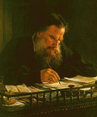 Leo Tolstoy working - picture by Nikoly Ge (1884)